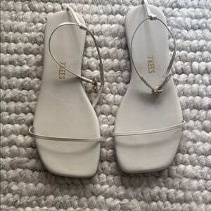 TKEES Cream Slim Strap Square-Toe Sandals